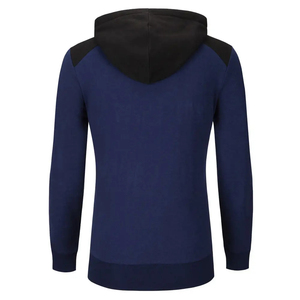 Survêtement bleu à capuche pour homme, sweat-shirt à fermeture éclair intégrale avec poches latérales, couleur unie, jogging décontracté, vêtements d'automne, mélange de polyester et de coton - Product Image 3