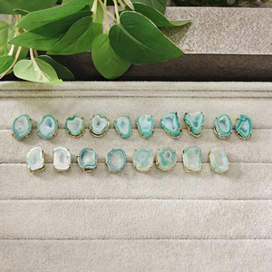 Authentic green geode druzy stud <b>earring</b> prong setting <b>post</b> back <b>earring</b> crystallize raw geode druzy agate <b>earring</b> for women - Product Image 6