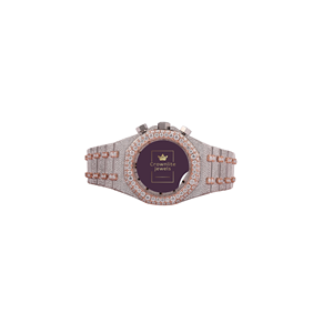 Reloj de Lujo de Cuarzo con Incrustaciones de Diamantes para Hombre, Acero Inoxidable, Estilo Antiguo, con Diamantes VVS Moissanite, Dos Tonos, Correa de Goma Personalizada Estilo Hip Hop - Product Image 1
