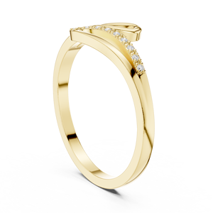 แหวนเงินสเตอร์ลิงชุบทอง10K ประดับเพชรโมอิสและเพชร CZ ด้านข้าง - Product Image 2