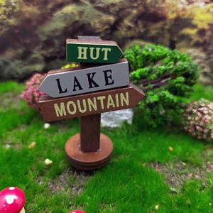 Mini Panneau de Signalisation en Bois, Modèle Artisanat Cabane Lac Montagne, Ornement Indicateur pour Décoration de Paysage Miniature de Maison de Poupées - Product Image 5