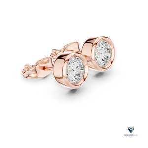 2.50 TCW Rose <b>Gold</b> Round Lab Grown Diamond Bezel Jewelry Set in 14K <b>Solid</b> <b>Gold</b> - <b>Pendant</b> and Earrings - Product Image 4