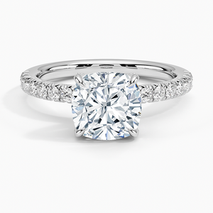 Bague SOJ 06 en argent 925 plaqué or et rhodium, coupe coussin, classique, pour fiançailles et mariage, 2 carats, couleur D, VVS1, moissanite, sertissage à griffes, GRA - Product Image 1