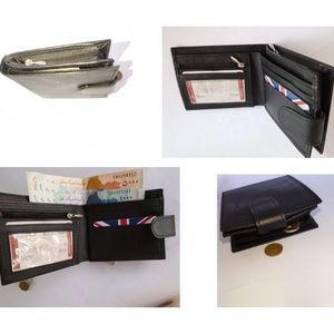 Portefeuille compact en cuir véritable à double fermeture à pression, compartiments à double fermeture éclair, fenêtres transparentes pour l'identification - Product Image 5