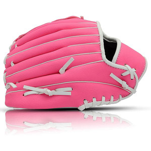 <b>Pink</b> Full Finger Baseball Glove Synthetic H-Web Right Handed Hook And Loop Closure Non Slip All Seasons Unisex - Product Image 3