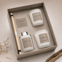 Diffuseur de parfum en verre givré moderne AIKUN, bougie parfumée à la cire de soja, coffret cadeau pour hôtel, maison, collection de fêtes