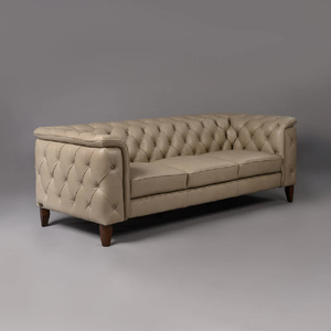 Sofá de Cuero con Base de Madera Estilo Chesterfield Clásico para Sala de Estar, Muebles Artesanales para Interiores, Oficina en Casa - Product Image 4