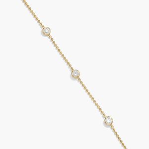 Bezel Beaded Station <b>Bracelet</b> With 1 CTW Round Cut Lab-Grown Diamonds in Yellow Gold - Product Image 4