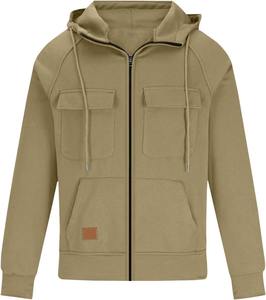 Sweat à capuche zippé pour homme, surdimensionné, de haute qualité, style vintage, effet délavé soleil et usé, délavé à l'acide - Product Image 1