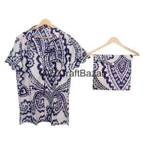 ชุดนอนผ้าฝ้ายแท้ 100% พิมพ์ลายด้วยมือ ทรงคังกูร่า คอวี แขนสั้น เอวยางยืด ระบายอากาศได้ดี สำหรับผู้หญิง - Product Image 4