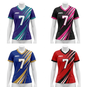 Camiseta de Voleibol Morada Personalizada, Uniforme de Equipo, Manga Corta, Cuello en V, Camiseta Deportiva para Mujeres y Niñas, Entrenamiento de Club, Malla 100% Poliéster - Product Image 5