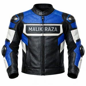 Veste en cuir de course professionnelle avec logo personnalisé |   Équipement de moto de style piste OEM en gros |   Veste en cuir de vachette perforée et respirante - Product Image 1