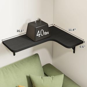 Set di 5 Mensole Angolari in Legno Rustico da Parete, Nere, per Bagno, Cucina, Camera da Letto, Lavanderia, Soggiorno, Armadio - Product Image 3