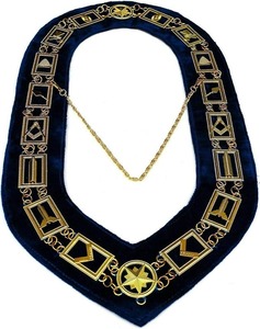 Collier de Maître Maçon en Chaîne Plaqué Or avec Fond Bleu, Régalia Maçonnique, Poids : 8 Ounces (0,8 lb) - Product Image 4