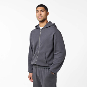 Ensembles de survêtements zippés pour hommes avec capuche et pantalon, en tissu brossé, personnalisables ODM OEM, fabrication en gros par usine de vêtements de sport pour hommes - Product Image 3
