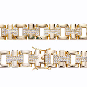 กำไลข้อมือเพชรเพาะเลี้ยงเคลือบทอง 18K 925 ทรงกลมเจียระไนแบบบริลเลียนท์ หรูหราสำหรับทุกเพศ เหมาะสำหรับสวมใส่ทุกวัน - Product Image 6