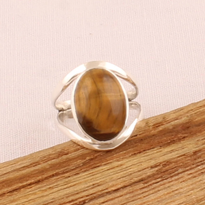 แหวนไทเกอร์อายธรรมชาติ เงินแท้ 925 แหวนพลอยทำมือสำหรับเธอ - Product Image 4
