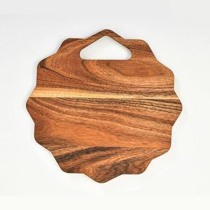 Planche à découper en bois d'acacia avec poignées pour fromage, légumes, fruits, salade, planche à découper et à servir ronde, plateau de service en bois - Product Image 1
