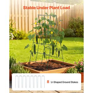Cucumber Trellis, Paquete de 4 - Enrejados de Jardín con Estructura Metálica Inoxidable para Macizos Elevados, Soporte Liso de 50m para Plantas Trepadoras - Product Image 3