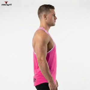 Nouveautés : Haut de sport en coton respirant à séchage rapide, sans manches, couleur unie, avec logo personnalisé, en tissu gaufré, idéal pour la musculation - Product Image 3