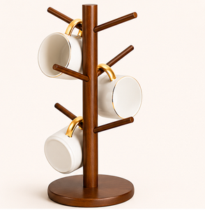 Soporte de Madera Ecológico para Tazas con 6 Ganchos, Ahorra Espacio, para Almacenamiento en la Encimera de la Cocina - Product Image 1