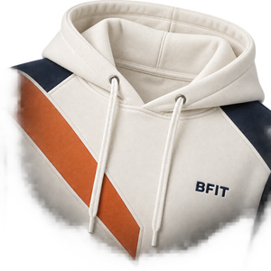 Men's <b>Hooded</b> <b>Fleece</b> Sweatshirt Raglan Sleeve Color Blocking Pocket Design Regular Fit Autumn Casual Wear - Product Image 4
