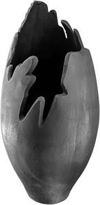 Vase de table en métal industriel, forme ovale, fait main, finition noire, un favori des décorationnistes. - Product Image 6