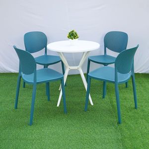 Modern Teal Lightweight Eco-Friendly Living Room Accent Chair | Stackable Resin Nordic Lounge <b>Seating</b> Premium Contemporary - Product Image 1