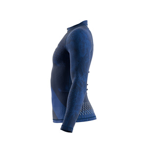 Maillot de cyclisme personnalisé pour homme à manches longues, séchage rapide, imprimé marbre bleu fluide par sublimation, fermeture éclair intégrale, respirant, vêtements de sport pour vélo - Product Image 4