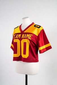 Camiseta de Fútbol de Alta Calidad con Hombros Caídos, Malla Transpirable, Estampado por Transferencia Térmica, Manga Corta, Corte Cuadrado, Estilo Americano para Fútbol y Rugby - Product Image 6