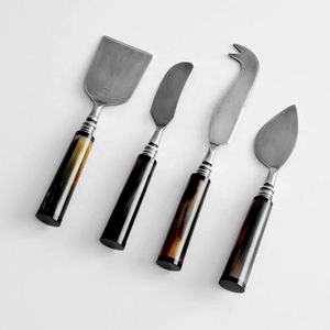 Black & Gold Shade Horn Handel Stainless steel cheese spreader Set Silver Plating with Simple Look Serving <b>Tools</b> for wedding - Product Image 1