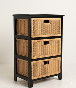 Produit de meubles indonésiens de haute qualité, fabriqué à la main à partir d'un support en rotin local ou d'un rangement avec trois tiroirs - Product Image 6