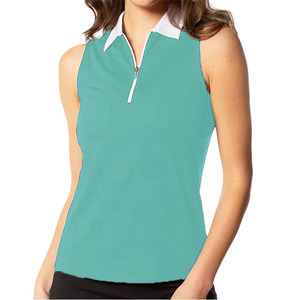 Haut court en maille à demi-zip et manches courtes pour femme, col polo, respirant, idéal pour l'été - Product Image 6