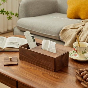 Boîte à mouchoirs en bois de noyer avec compartiment pour fil dentaire pour salon, chambre, hôtel, restaurant - Product Image 2