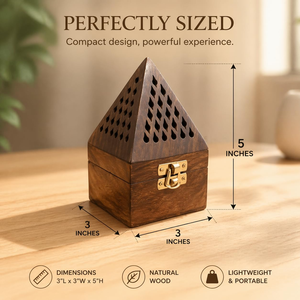 Caja de madera para incienso en forma de pirámide con orificios de ventilación, soporte para varillas de incienso, quemador de madera para templo, sala de oración, decoración del hogar - Product Image 3