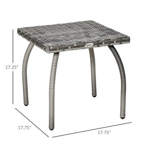 Tavolino da Esterno in Rattan Grigio per Giardino, Balcone e Cortile - Product Image 3