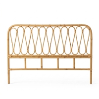 Neues Modernes Minimalistisches Wellenförmiges Rattan-Kopfteil Bettgestell Holz Umweltfreundlich Braunes Mikrofaser-Polster Maßgefertigtes Schlafzimmer