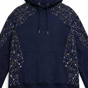 NEXTEX Sweat à capuche unisexe avec motif de constellations étoilées, bleu marine et or, en molleton de coton doux et chaud - Product Image 5