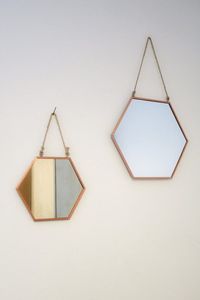 Hexagon Decorative Wall <b>Mirror</b> Copper Frame Minimalist Design Handmade <b>Framed</b> <b>Mirror</b> for Indoor Use - Product Image 1