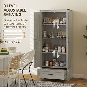 "Distressed Light Gray Farmhouse <b>Pantry</b> Cabinet with 2 Doors & Adjustable Shelves for <b>Kitchen</b>" - Product Image 5
