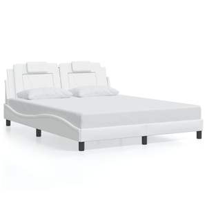 Cadre de lit rembourré Viana blanc 59,8''x79,9'' avec éclairage LED, matelas non inclus - Product Image 1