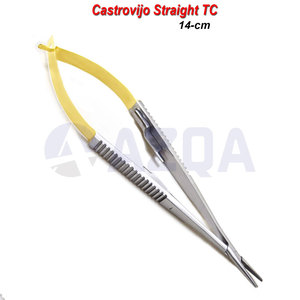 Portaagujas Castroviejo de Acero Inoxidable de Alta Calidad, Recto, TC, Instrumento de Microcirugía, Carburo de Tungsteno - Product Image 2