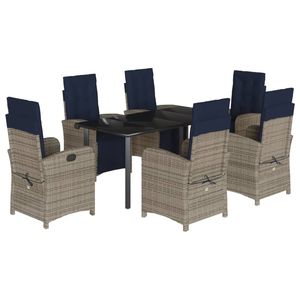 Set da Pranzo da Giardino in Rattan PE Grigio per 6 Persone con Coperture Rimovibili, Arredamento da Esterno - Product Image 2