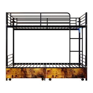 Stazione di Ricarica USB, Letto a Castello in Metallo con Ringhiera di Sicurezza, Scala e Spazio di Stoccaggio, Funzione Divisibile, Senza Scatola Inclusa - Product Image 6