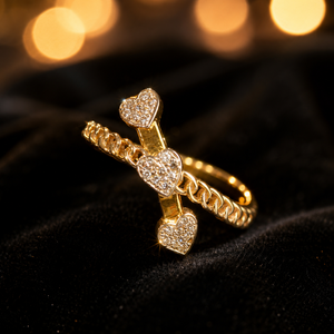 Premium 14K <b>Gold</b> Cross Style <b>Ring</b> with Heart Shape Diamond Look Stones Designer Jewelry for Women Buyers - Product Image 3