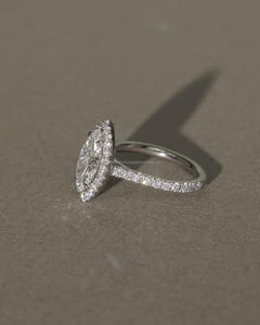 IGI/GIA Lab Grown Vintage 14K oro blanco boda/compromiso Unisex anillo corte diamante aniversario fiesta regalo con pera corte diamante - Product Image 2