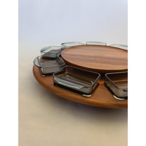 Round Wooden Lazy Susan Handmade Minimalist Design Natural Wood Grain Pattern Solid Color Party Dishes & <b>Plates</b> - Product Image 5