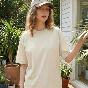 Camisetas de Verano para Mujer, Estilo Brasileño, Sólidas, Casuales y Elegantes, Manga Corta, Cuello Redondo, 100% Algodón, Vintage, Oficina, Negocios, Venta al Por Mayor - Product Image 5