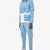 Ensemble de survêtement tactique Techwear tendance 2026 pour homme, multi-poches, cargo, streetwear, deux tons, avec sweat à capuche