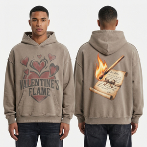 Sudadera con Capucha Oversize Personalizada con Estampado de Rosa y Corazón Anatómico para Hombre, Diseño Floral, San Valentín, Estilo Urbano, Forro Polar - Product Image 3